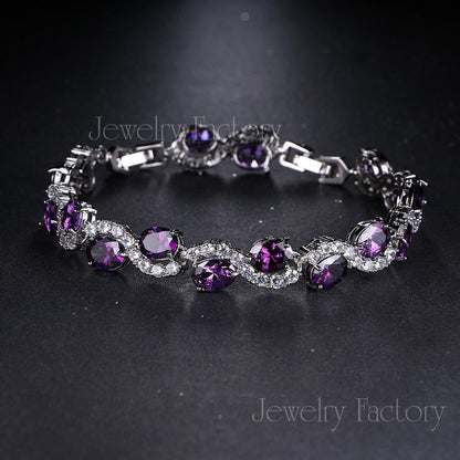 sengpan New Fashion Purple Zircon Bangle Bracelets Fashion New Design Wedding Jewelry for Women