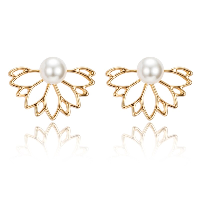 sengpan Pearl crystal lotus stud earring ladies earrings popular European and American style new earrings drop shipping