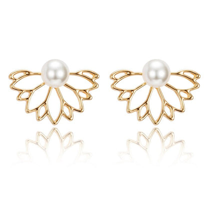 sengpan Pearl crystal lotus stud earring ladies earrings popular European and American style new earrings drop shipping