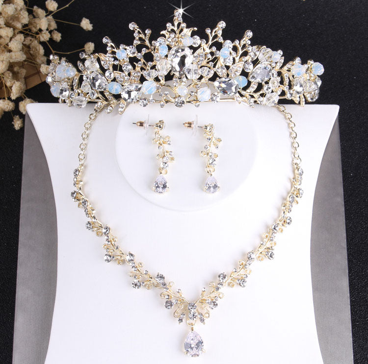 sengpan bridal jewelry set for wedding  Noble Crystal Bridal Jewelry Sets Vintage Gold Fashion Wedding Jewelry Tiara Necklace Earrings for Bride Hair Ornaments