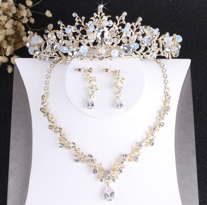 sengpan bridal jewelry set for wedding  Noble Crystal Bridal Jewelry Sets Vintage Gold Fashion Wedding Jewelry Tiara Necklace Earrings for Bride Hair Ornaments