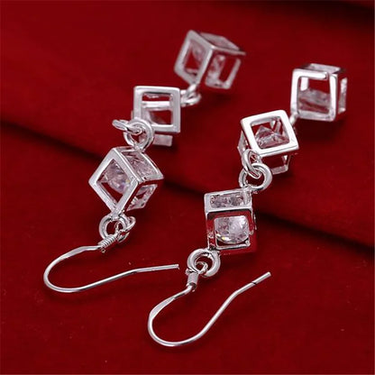 sengpan - silver color fashion cute white crystal stone wedding cute nice lady earrings hot selling fashion jewelry