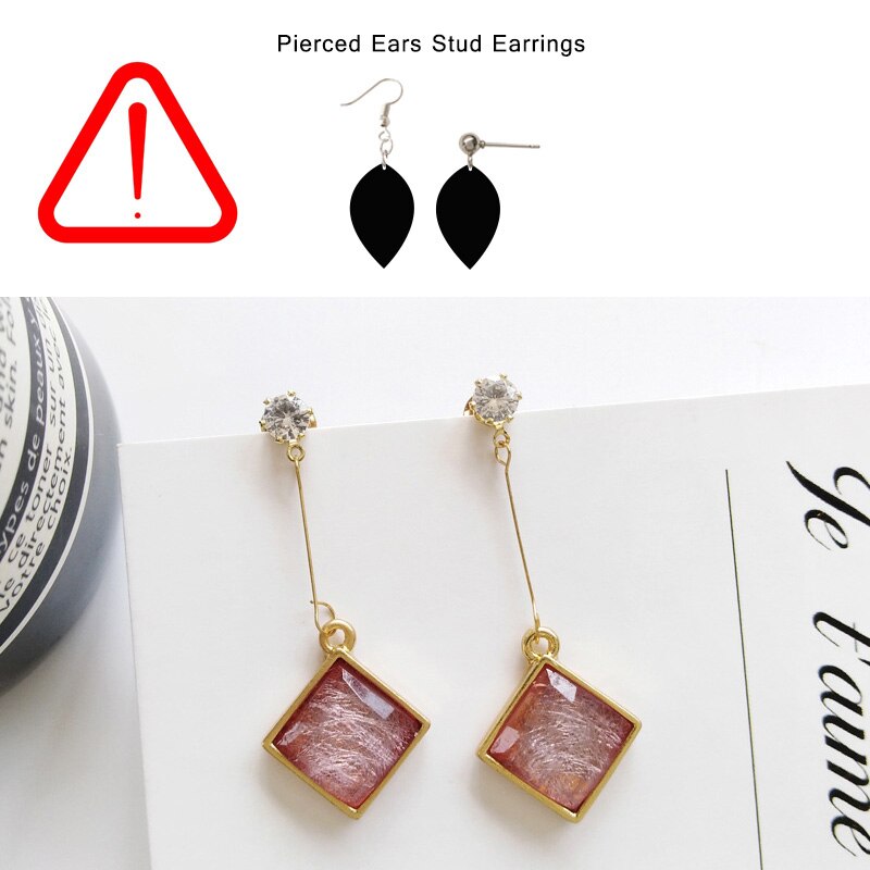 sengpan Simple Elegant Transparent Crystal Clips on Earring Without Non Piercing Vintage No Ear Hole Square Rhombus Stone Clip Earrings