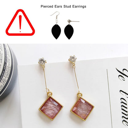 sengpan Simple Elegant Transparent Crystal Clips on Earring Without Non Piercing Vintage No Ear Hole Square Rhombus Stone Clip Earrings