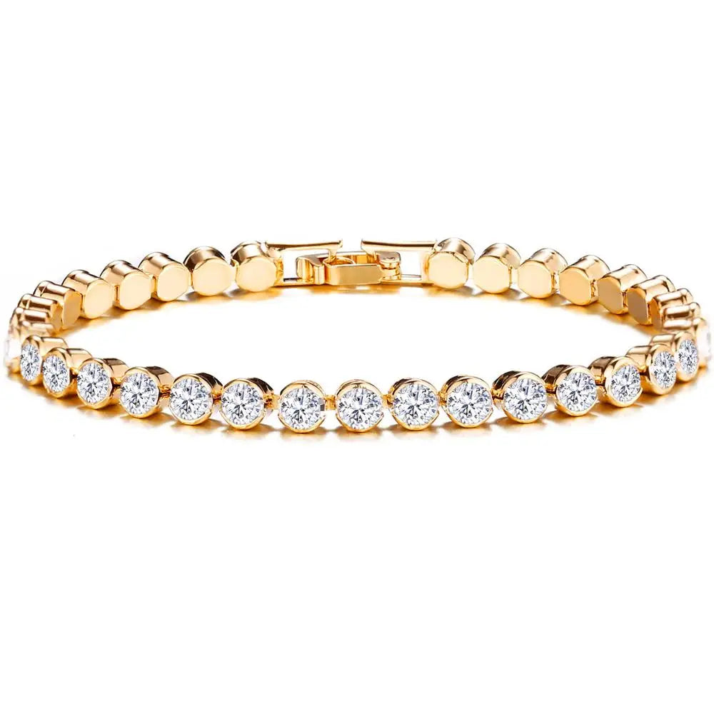 sengpan Korean Luxury Crystal Bracelet For Women Wedding Gift Gold Silver Color Metal Roman Chain Bracelets Bangles Jewelry