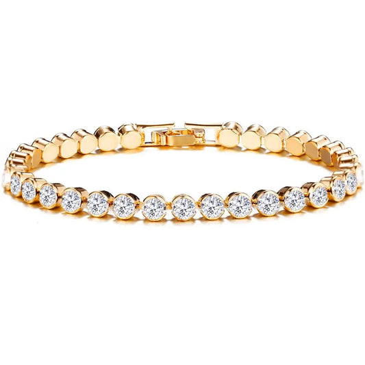 sengpan Korean Luxury Crystal Bracelet For Women Wedding Gift Gold Silver Color Metal Roman Chain Bracelets Bangles Jewelry