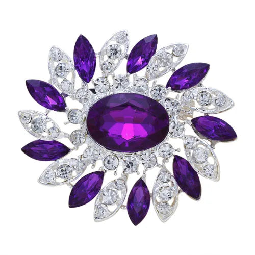 sengpan New Bride Bouquet Summer Purple Brooch Jewelry Korean Flower Crystal Rhinestone Brooch Pins Brooches For Wedding Women