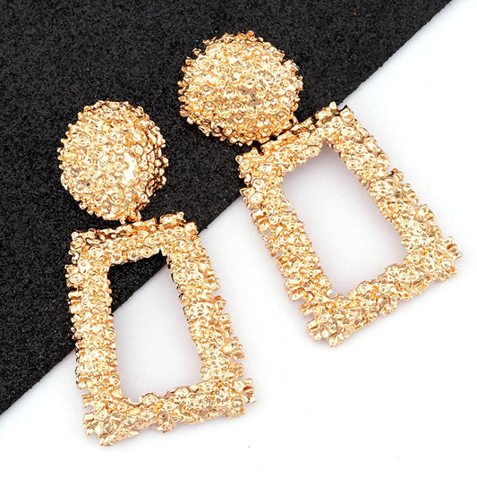 sengpan Vintage Big Metal Drop Dangle Earrings for Women Geometric Wedding Party Jewelry Gold Color Large Statement Earrings