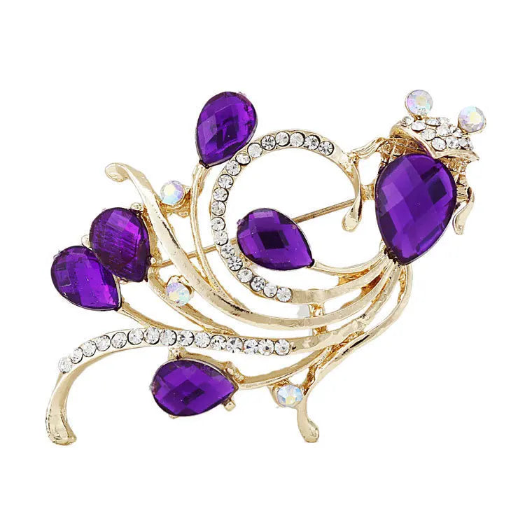 sengpan New Bride Bouquet Summer Purple Brooch Jewelry Korean Flower Crystal Rhinestone Brooch Pins Brooches For Wedding Women