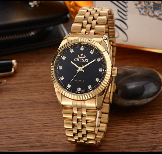 sengpan watches on sale clearance Luxury Couple Watch Golden Fashion Stainless Steel Lovers Watch Quartz Wrist Watches For Women & Men Analog Wristwatch