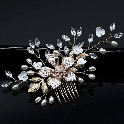 sengpan Bridal Hair Accessories Crystal Peals Hair Combs Wedding Hair Clips Accessories Jewelry Handmade Women Hair Ornaments Headpieces