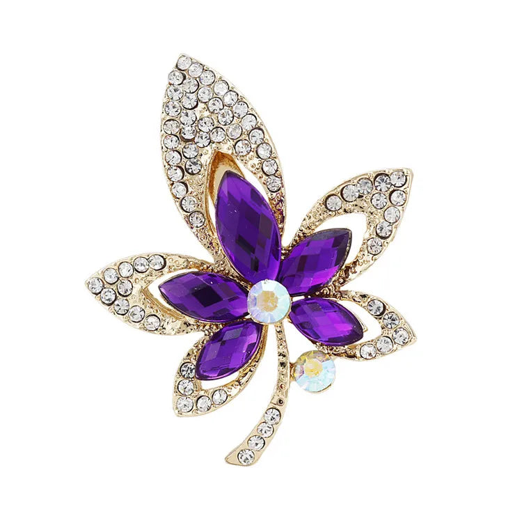 Lianfudai New Bride Bouquet Summer Purple Brooch Jewelry Korean Flower Crystal Rhinestone Brooch Pins Brooches For Wedding Women