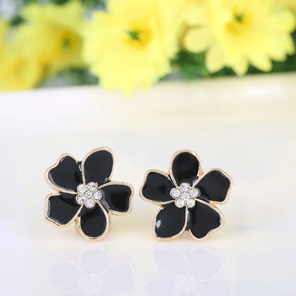 sengpan Korea Style Flower Shape Enamel Clip on Earrings Without Piercing for Girls Party Cute Lovely No Hole Ear Clip jewelry