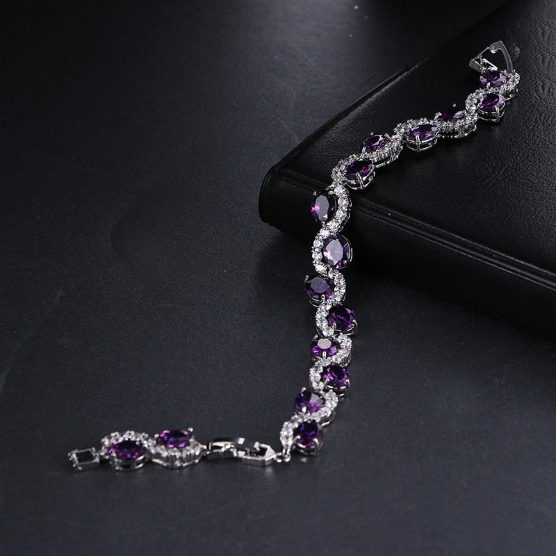 sengpan New Fashion Purple Zircon Bangle Bracelets Fashion New Design Wedding Jewelry for Women