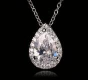 sengpan New Hot sale Fashion Zircon Necklaces & Dazzling White Gold Color Drop Shaped Pendant Necklace For Women