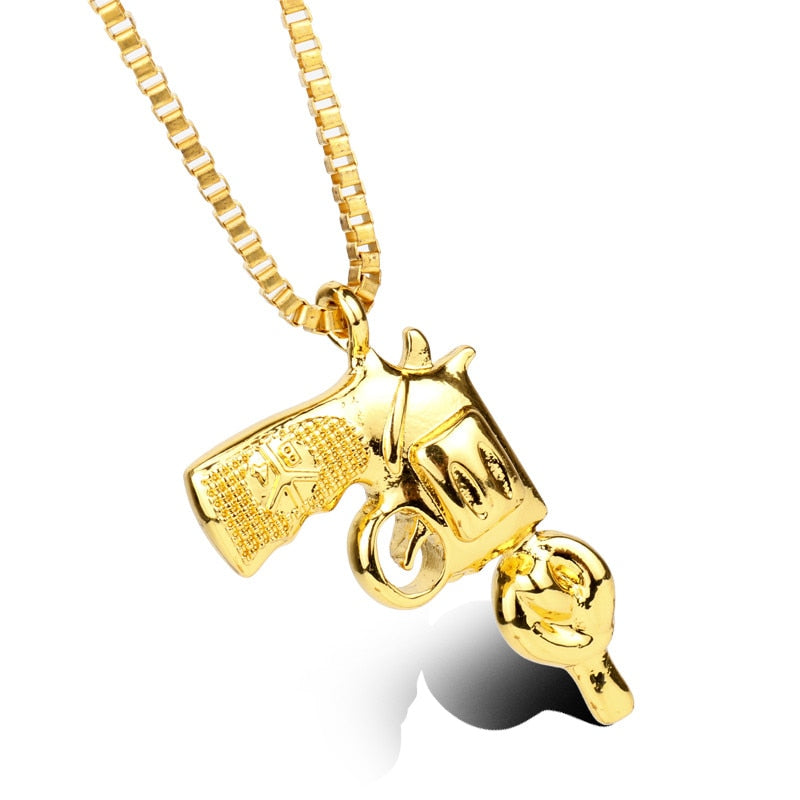 sengpan Pistol Pendants Necklaces Submachine Gun Necklace Men Hip Hop Jewelry Chain Collier