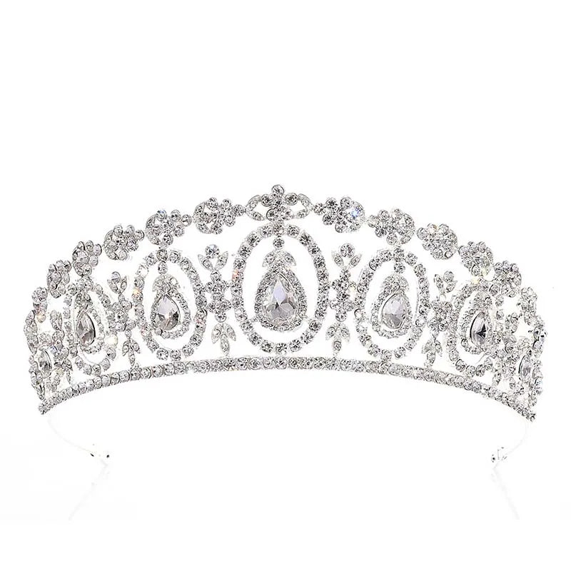 sengpan Shining Crystal Queen Princess Crown Fashion Big Rhinestone Tiaras Perfect For Women Wedding Or Engagement Hair Accessories