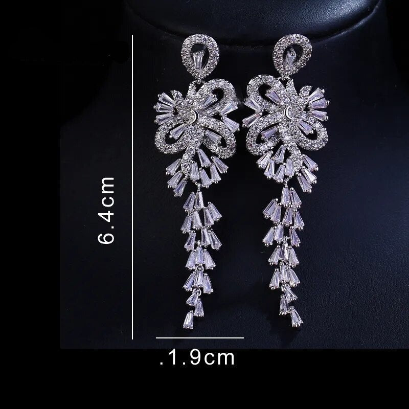 sengpan - Brand Tradition Elegance AAA Cubic Zircon White gold Color Firecracker Pendant Earrings For Women Wedding Jewelry Gift