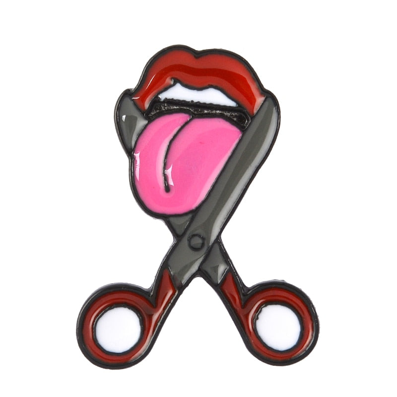 sengpan jewelry gifts for women hot sale new Fashion Scissor sisters Picasso Women Face pins Vintage Enamel pins Red Lips Mouth Time Warped Badges Jewelry Lapel pins For Men Women