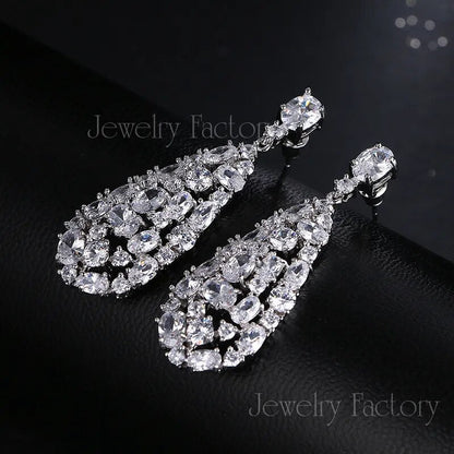 sengpan - Luxury Bride Wedding Earrings Amazing AAA Cubic Zirconia White Gold Color Crystal Jewelry Party Gift