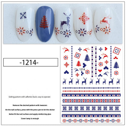 sengpan New Christmas Nail Slider Santa Elk Snowman  New Year Nail Design Big Size Full Cover Water Nail Transfer Cartoon Winter Decal