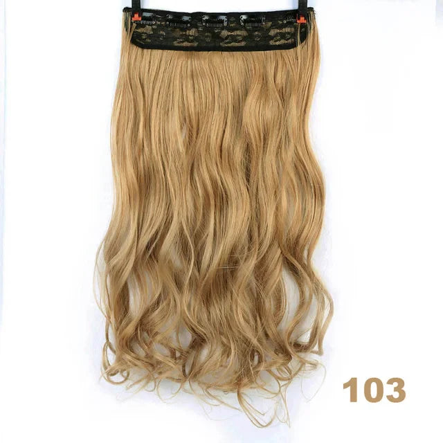 sengpan Synthetic Curly Hair 24 Inches 5 Clip-on Hair Extension Wig Wavy Hairstyle Natural Curly Hair Straight Hair Women