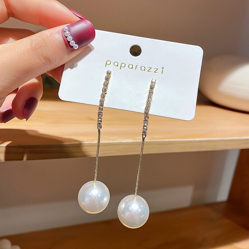 sengpan Long Tassel Simulated Pearl Drop Earrings for Women Gift Bijoux Korean jewelry OL Gold Color Pendientes boucle d'oreille