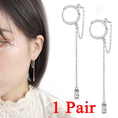 sengpan gifts for women New Hot Metal Circle Pendant Earings Crystal Long Tassel Earrings For Women Fashion Jewelry Statement Geometric Fringe Chain