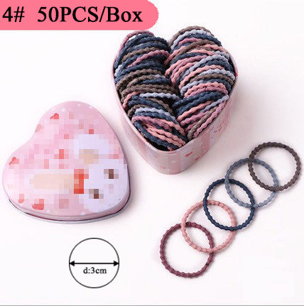 sengpan gifts for girls 50PCS/Box Mix 3CM Children's rubber band does not hurt hair girl hair ring female black baby Hairbead Hair tie girl  Korean cute