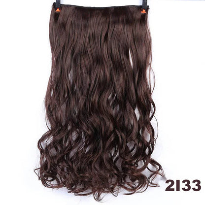 sengpan Synthetic Curly Hair 24 Inches 5 Clip-on Hair Extension Wig Wavy Hairstyle Natural Curly Hair Straight Hair Women