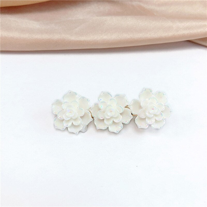 sengpan Sweet Pearl Flower Hair Clip Hairpin Camellia Cute Girl Heart Clip Back Head Headdress Bangs Clip Hairpin Hair Accessories