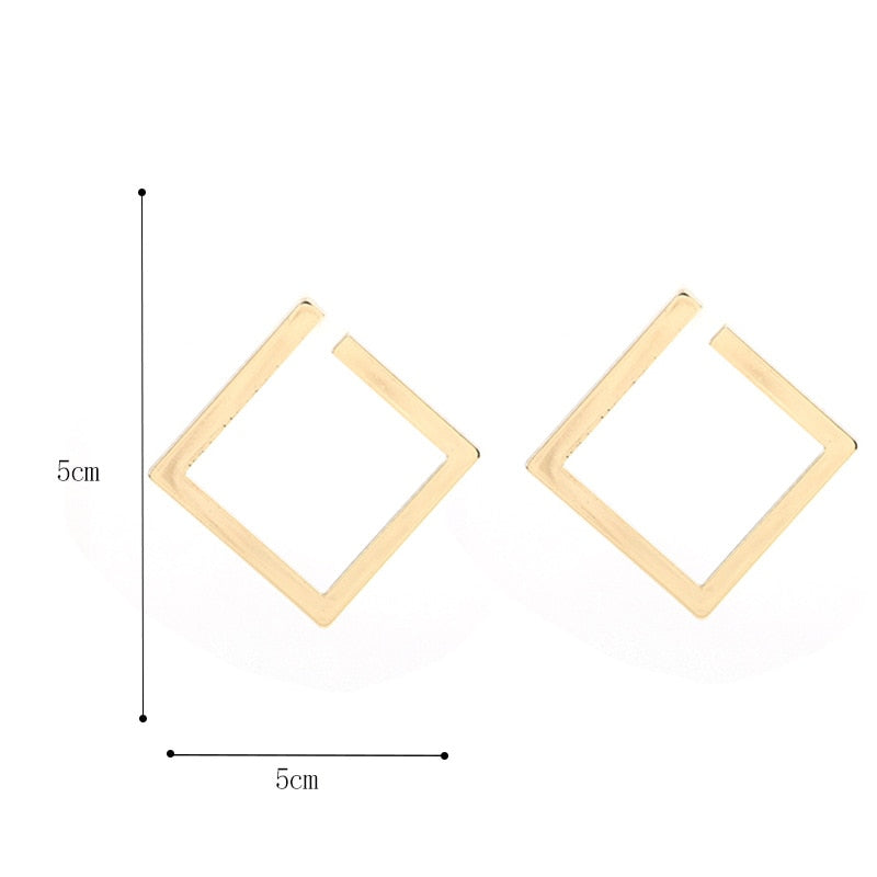 sengpan Minimalist Square Earrings Irregular Stud Earrings New Exaggerated Cold Wind Fashion Earring for Women Opening Accessories