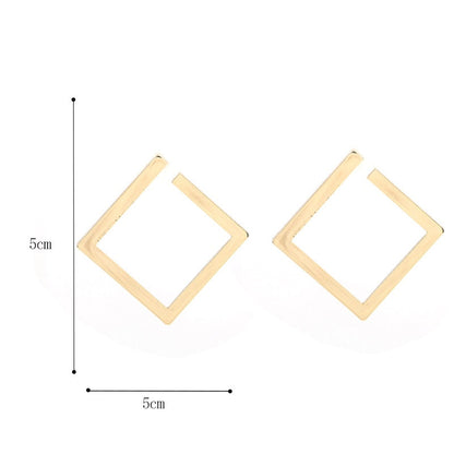 sengpan Minimalist Square Earrings Irregular Stud Earrings New Exaggerated Cold Wind Fashion Earring for Women Opening Accessories