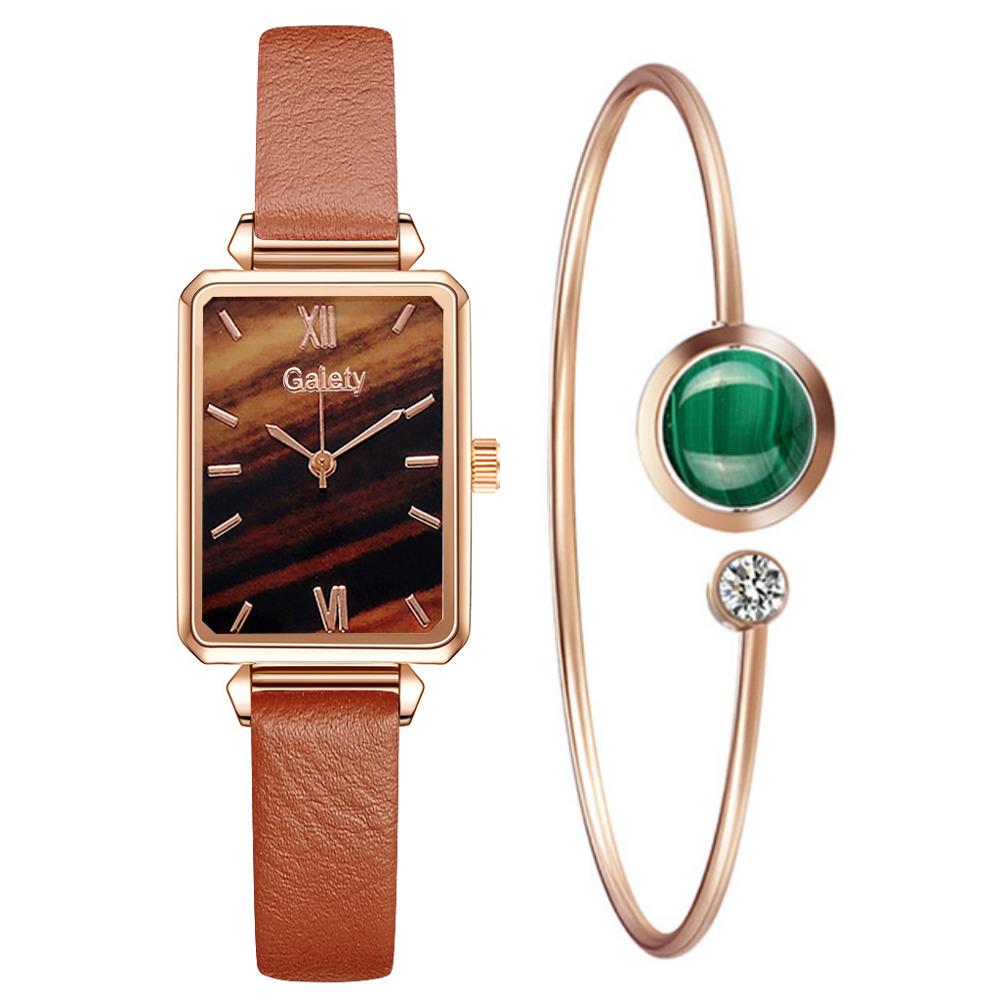 sengpan Christmas wishlist  Gaiety Brand Women Watches Fashion Square Ladies Quartz Watch Bracelet Set Green Dial Simple Rose Gold Mesh Luxury Women Watches