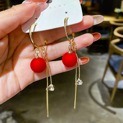 sengpan Christmas gifts ideas Fashion Christmas Red Dangle Earrings For Women Rhinestone Snowflake Pearl Earring Christmas Party Festival New Year Jewelry