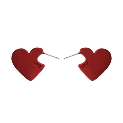 sengpan New Korean TV Star Metal Elegant Red Love Heart Stud Earrings For Women Cute Boucle D'oreille Gifts Party Jewelry Yellow Blue