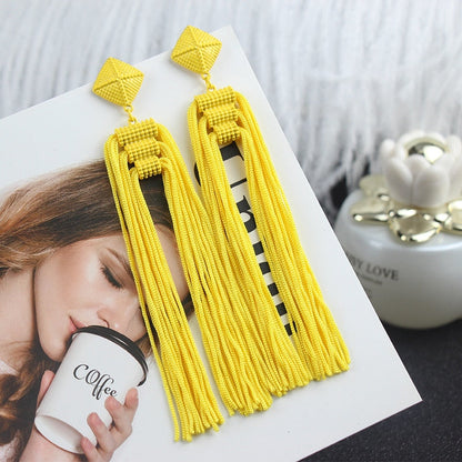 sengpan Long Tassel Earrings Fashion Jewelry Bohemia Statement Summer Dangle Aesthetic Earrings for Women Accessories Korean Style