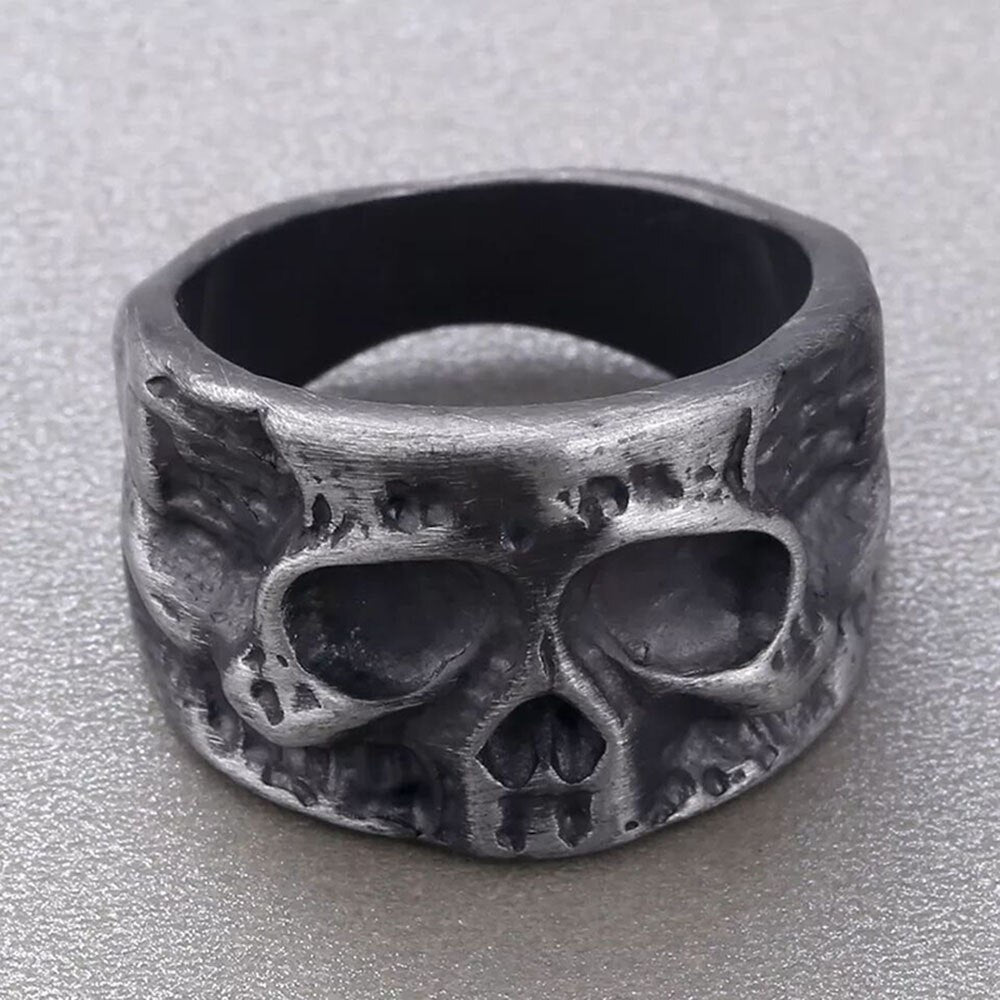 sengpan Retro Skull Ring Men's Large Solid Skull Design Round Gothic Punk Skull Men's Hip Hop Ring Gift