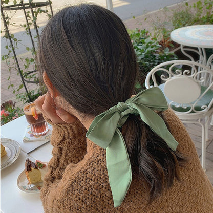 sengpan Spring Irregular Geometric Colorful Big Bow Ribbon Hairpin Retro Romantic Smooth Hair Rope for Women Party Accessories