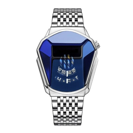 sengpan watches on sale clearance New Luxury Watch Mens Watches Geometric Locomotive Design Quartz Watch for Men Black Fashion Stainless Steel Male Clock