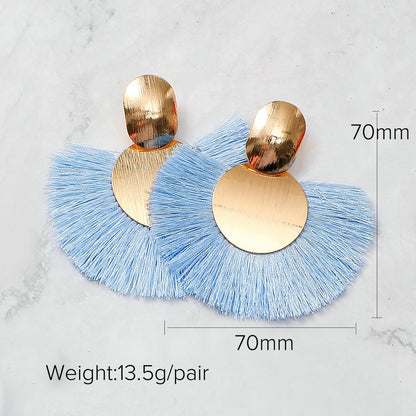 sengpan All kinds of tassel Earrings for women Triangle Sector Flower Multilayer spike fringed Earrings