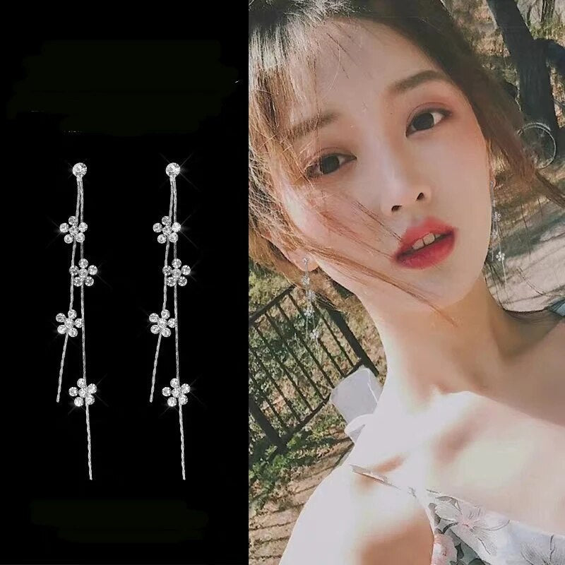 sengpan Christmas gifts ideas New Style Tassel With Pearl Ladies Long Earrings Korea Simulation Pearl Long Chain Earrings Earrings Wedding Jewelry