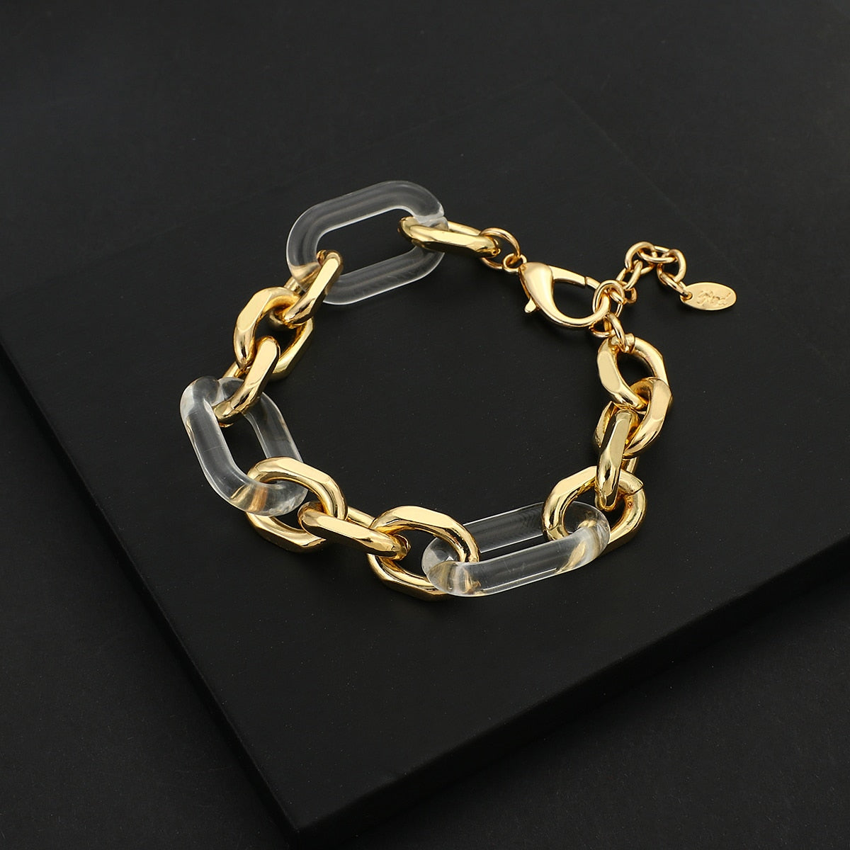 sengpan Punk Chunky Cuban Thick Chain Bracelets for Women Men New Design Twist Alloy Acrylic Bangles Bracelets Statement Jewelry