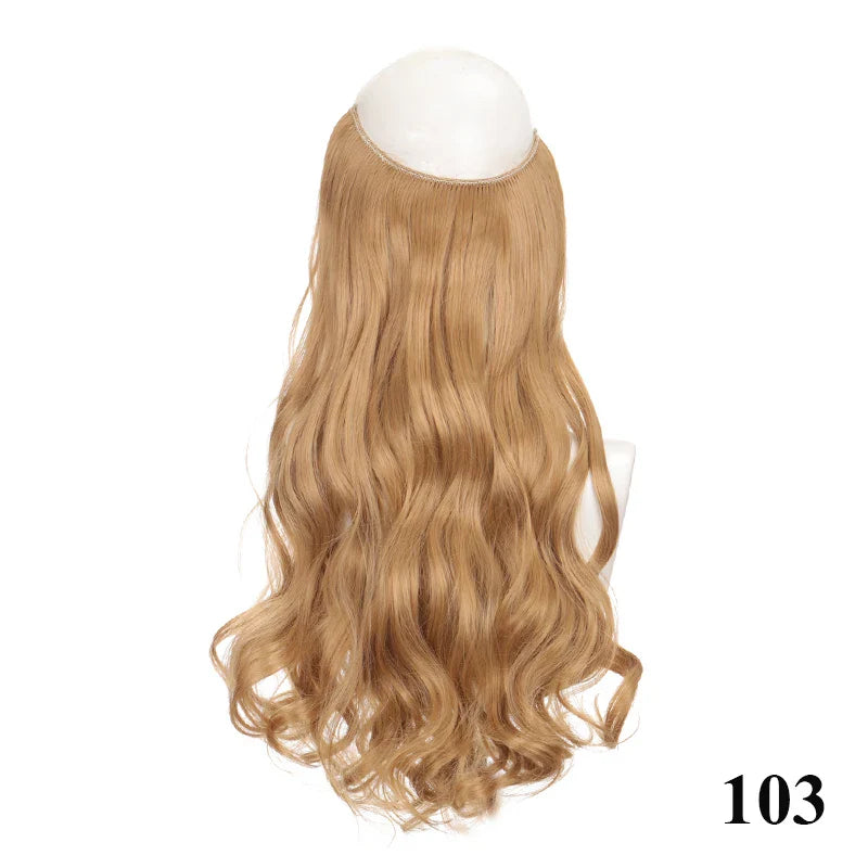 sengpan Synthetic 24inch Invisible Hair Wire Without No Clip Hair Extension Fishing Line Wig Wavy Hair Female False Hair Piece