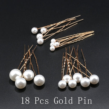 sengpan bridal jewelry set for wedding Fashion U-shaped Pin Metal Barrette Clip Hairpins Simulated Pearl Bridal Tiara Hair Accessories Wedding Hairstyle Design Tools