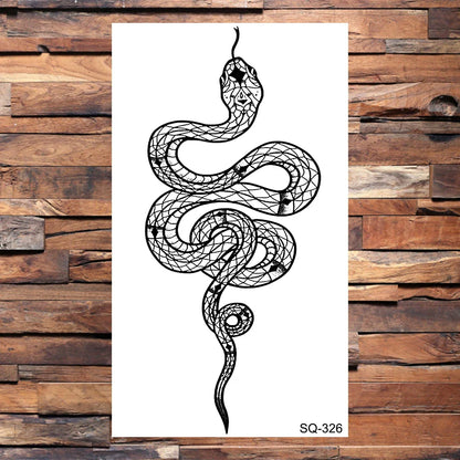 sengpan Black Star Snake Temporary Tattoos For Women Men Realistic Moon Serpent Waterproof Fake Tattoo Sticker Hand Neck Tatoos Small