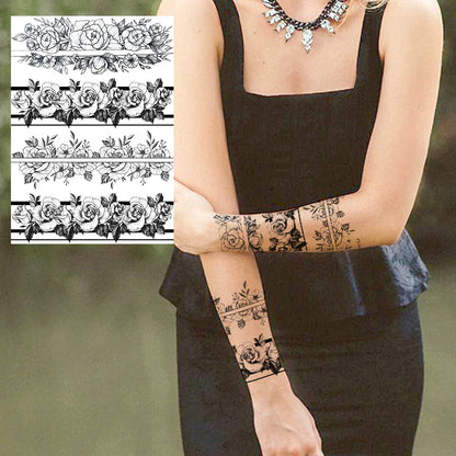 sengpan Sexy Flower Temporary Tattoos For Women Body Art Painting Arm Legs Tattoos Sticker Realistic Fake Black Rose Waterproof Tattoos