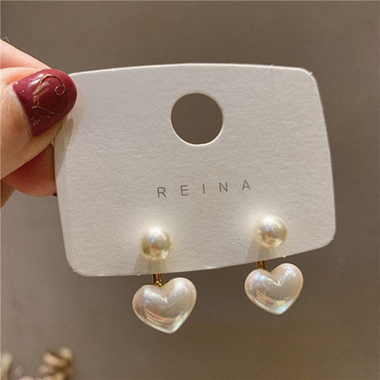 sengpan Christmas gifts ideas  New Fashion Korean Oversized White Pearl Drop Earrings for Women Bohemian Golden Round Zircon Wedding Earrings Jewelry Gift