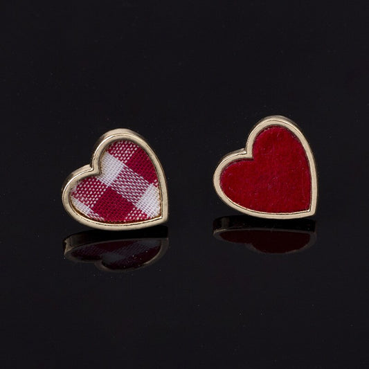 sengpan Asymmetrical red love stud earrings simple and versatile heart-shaped ear clip mosquito coil without pierced earrings