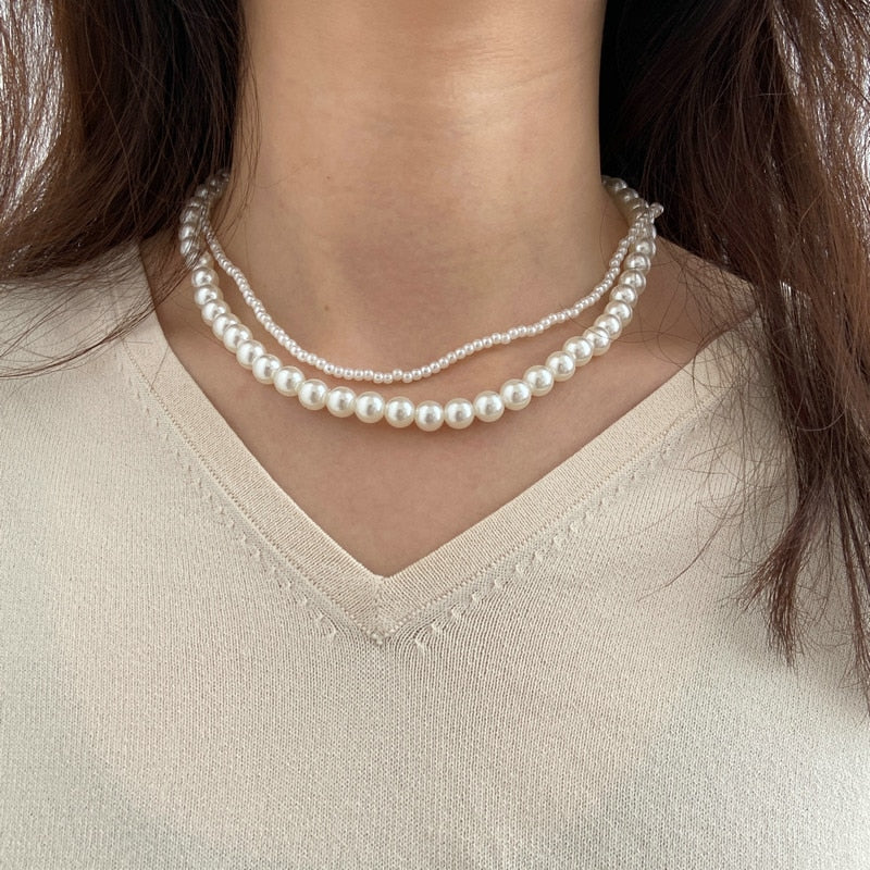 sengpan bridal jewelry set for wedding   Trend Elegant Jewelry Wedding Big Pearl Necklace For Women Fashion White Imitation Pearl Choker Necklace